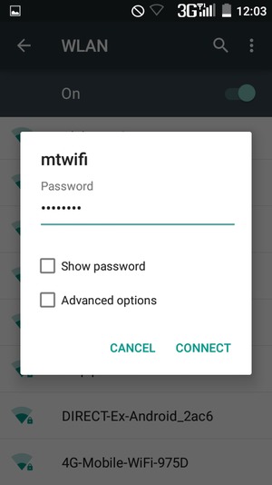Enter the Wi-Fi Password and select CONNECT