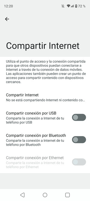 Seleccione Compartir Internet