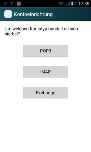 Wählen Sie POP3 oder IMAP