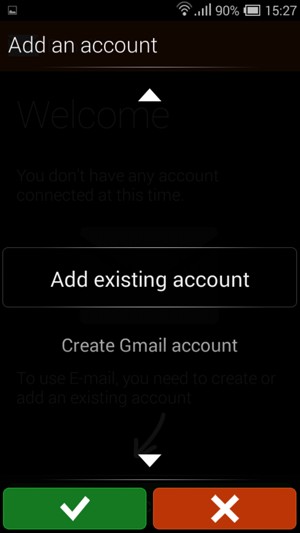 Select Add existing account and OK