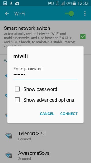 Enter the Wi-Fi password and select Connect