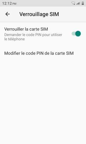 Sélectionnez Modifier code PIN de la carte SIM
