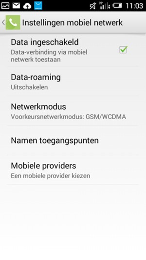 Selecteer Data-roaming