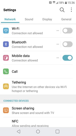 Select Network and Tethering