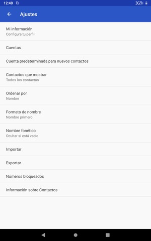 Sus contactos se guardarán en su cuenta de Google y se guardarán en su tablet la próxima vez que Google sea sincronizado.