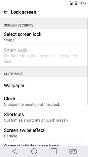 Select Select screen lock