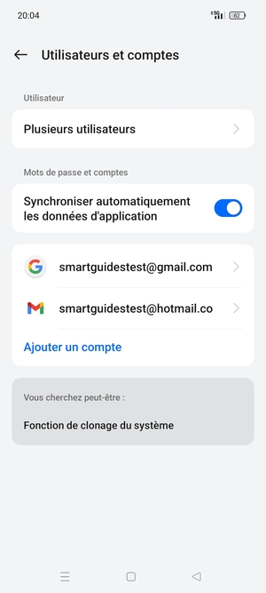 Sélectionnez votre compte Google