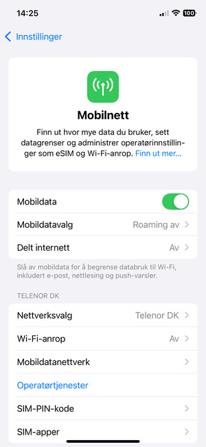 Velg Mobildatanettverk