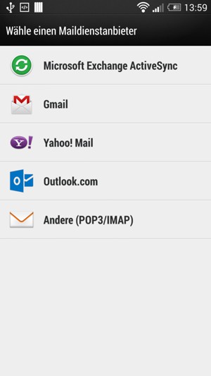 Wählen Sie Gmail oder Outlook.com (Hotmail)