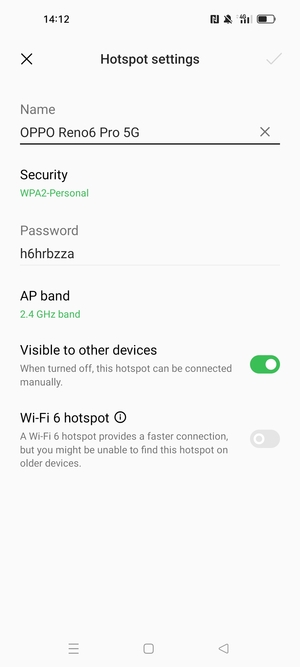 Enter a Wi-Fi hotspot password of at least 8 characters and select OK