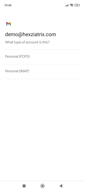 Select Personal (POP3) or Personal (IMAP)