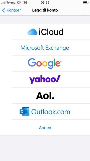 Velg Microsoft Exchange