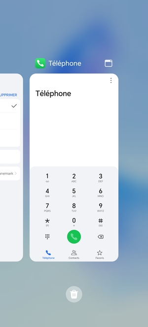 Sélectionnez l'icône Supprimer pour fermer toutes les applis en cours d'exécution