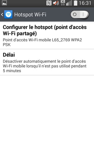 Sélectionnez Configurer le hotspot (point d'accès Wi-Fi partagé)