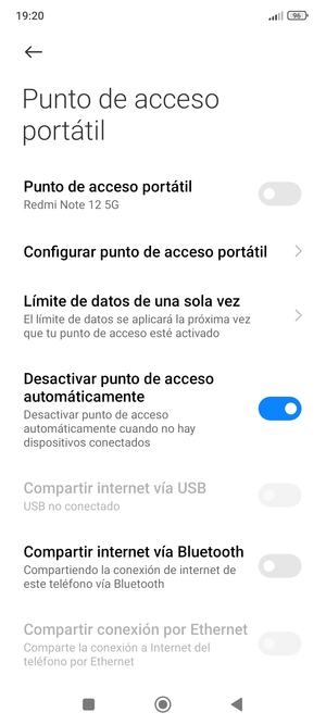 Seleccione Configurar punto de acceso portátil