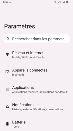 Sélectionnez Réseau et Internet