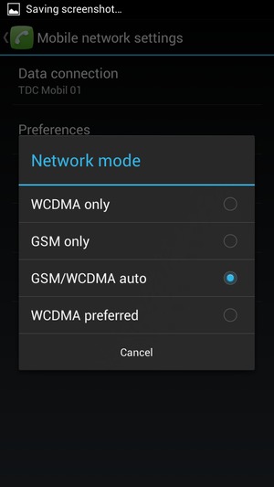 Select GSM only to enable 2G and WCDMA preferred to enable 3G