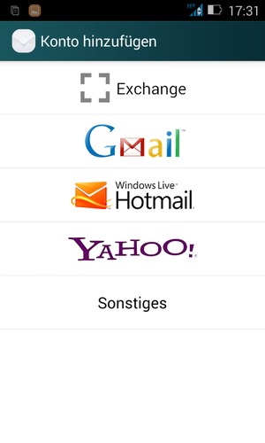 Wählen Sie Gmail oder Hotmail