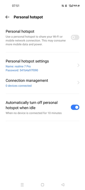 Select Personal hotspot settings