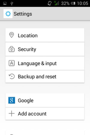 Scroll to and select Backup and reset