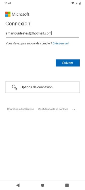 Saisissez votre adresse e-mail et sélectionnez Suivant