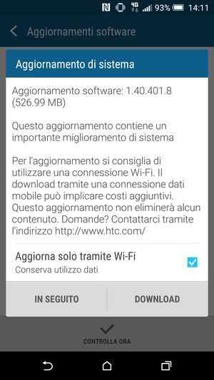 Se il tuo telefono non è aggiornato, seleziona DOWNLOAD