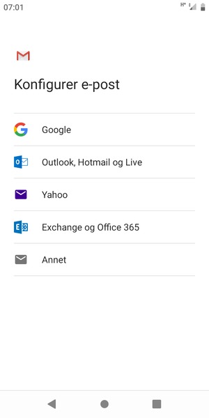 Velg Outlook, Hotmail og Live