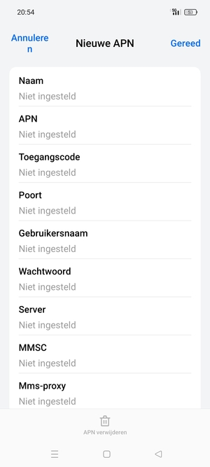 Voer internetgegevens in