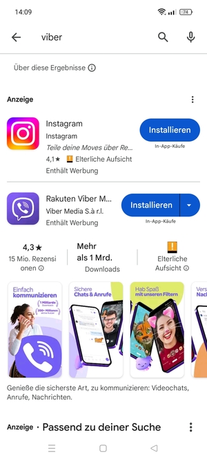 Wählen Sie die App