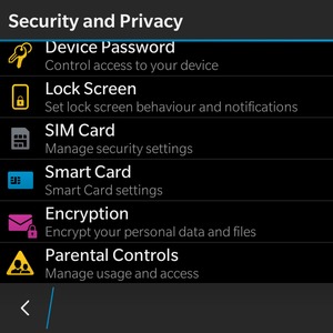 To change the PIN for the SIM card, return to the Security and Privacy menu and select SIM Card