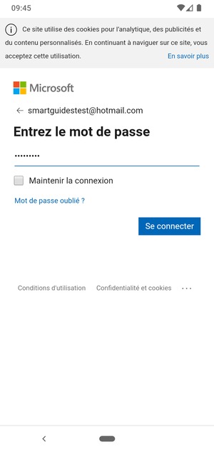 Saisissez votre mot de passe et sélectionnez Se connecter