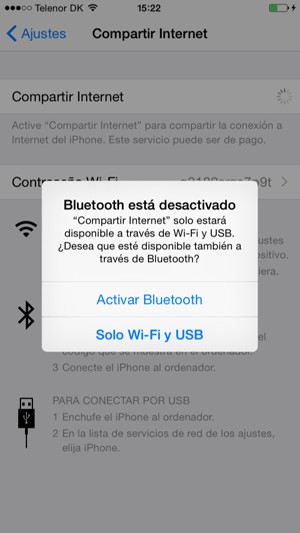 Seleccione Activar Bluetooth