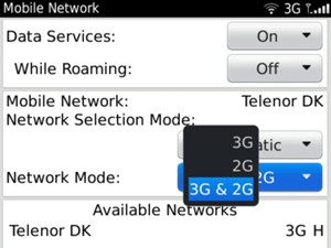 Select Network Selection Mode