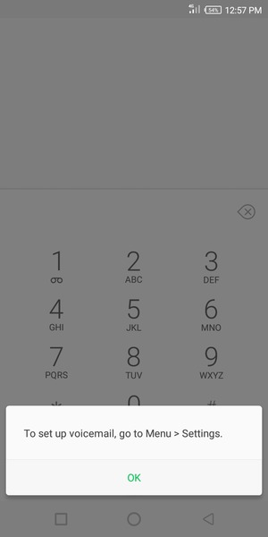 If your voicemail is not set up, select OK