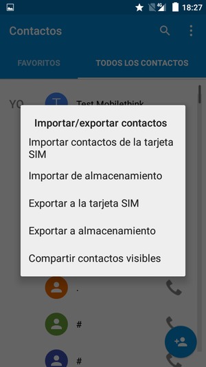 Seleccione Importar contactos de la tarjeta SIM