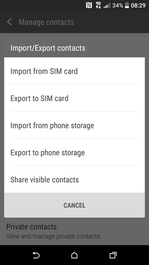 Select Import from SIM card
