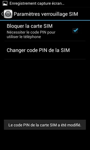 Le Code PIN de la carte SIM a été modifié