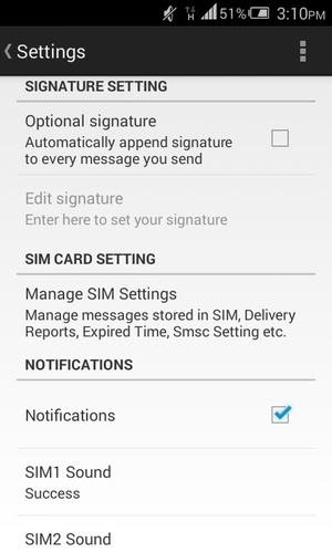 Scroll to and select Manage SIM Settings