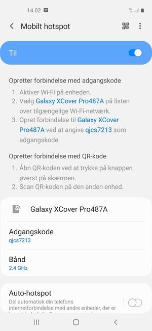 Din telefon er nu sat op til brug som modem