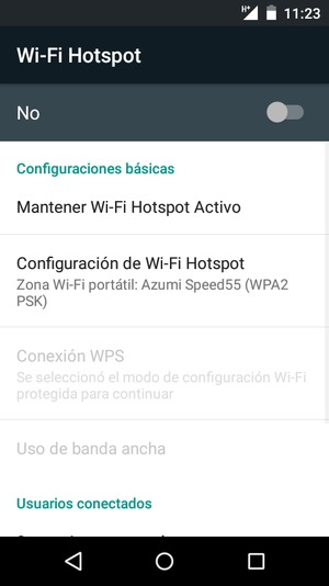 Seleccione Configuración de Wi-Fi Hotspot