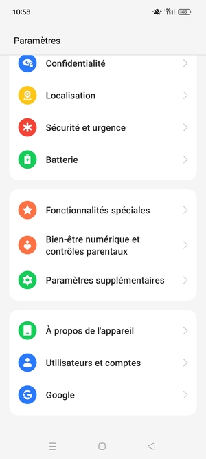 Faites défiler et sélectionnez À propos de l'appareil