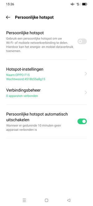 Schakel Persoonlijke hotspot in