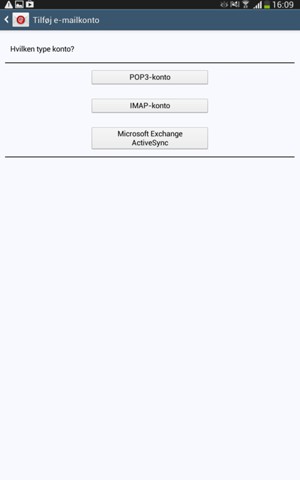 Vælg POP3- eller IMAP-konto