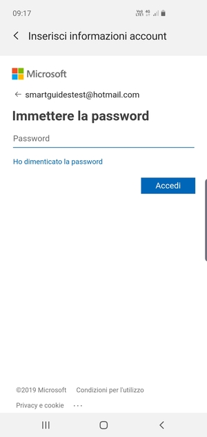 Inserisci la tua password e seleziona Accedi