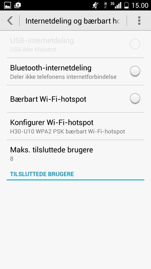 Vælg Konfigurer Wi-Fi-hotspot / Indstillinger for bærbart Wi-Fi-hotspot / Wi-Fi hotspot