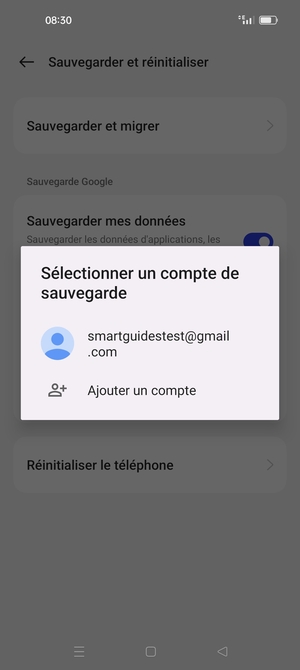 Sélectionnez votre compte de sauvegarde