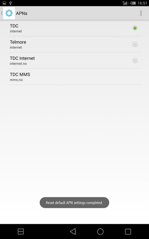 Your tablet will reset to default Internet and MMS settings