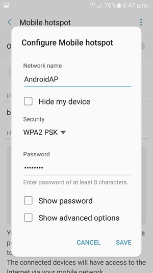 Enter a password of at least 8 characters and select SAVE