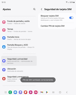 Su PIN de SIM ha sido cambiado