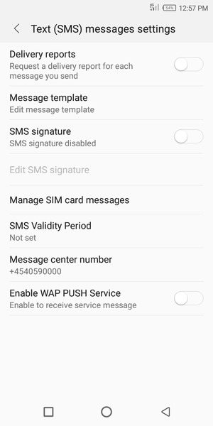 Select Message center number